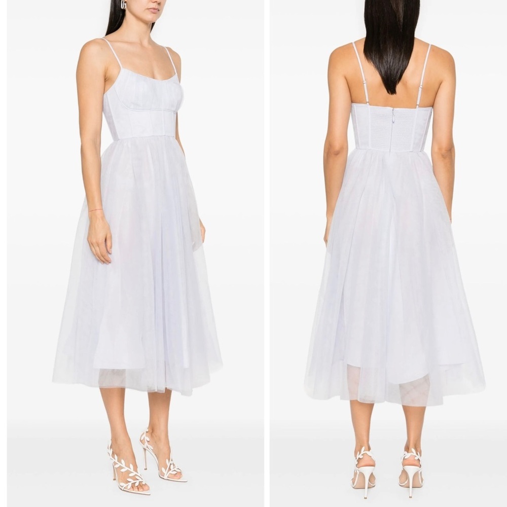 ZIMMERMANN Tulle Corset Bustier Sleeveless Cocktail Midi Dress Size Large 3 NEW - Picture 3 of 16